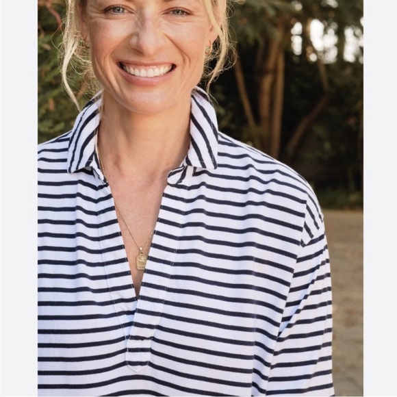 Frank & Eileen LAUREN Polo Dress Heritage Jersey Size: M FRENCH STRIPES - Picture 2 of 8